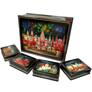Casket "Moscow" with 4 caskets, Palekh